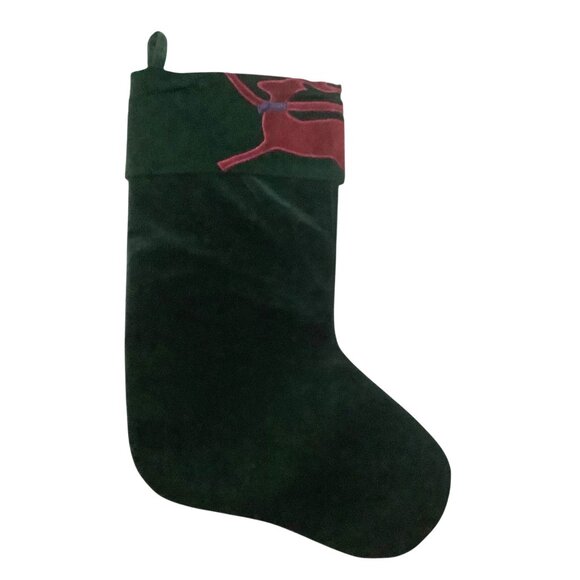 Vtg Velvet Green Christmas Stocking With Reindeer Design 20” NEW NWOT - Picture 3 of 6